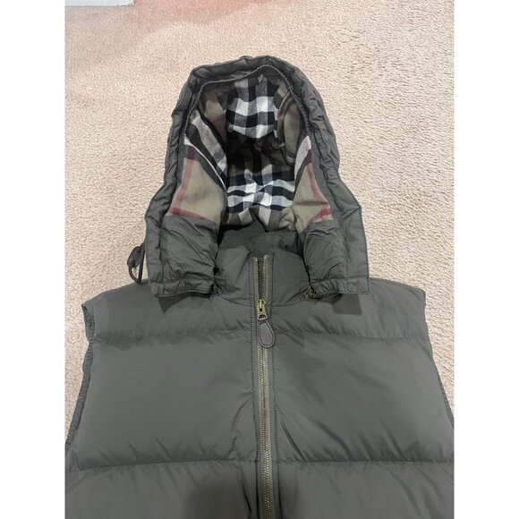 BURBERRY BRIT DOWN VEST W/ DETACHABLE HOOD MENS LARGE OLIVE GREEN - Picture 2 of 14